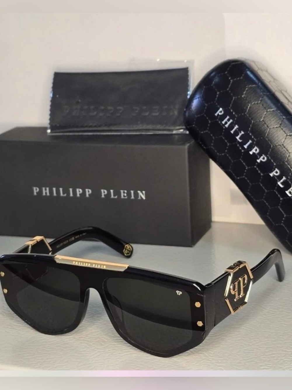 🔥NEW Philipp Plein Eyewear Rectangular logo-plaque sunglasses🔥